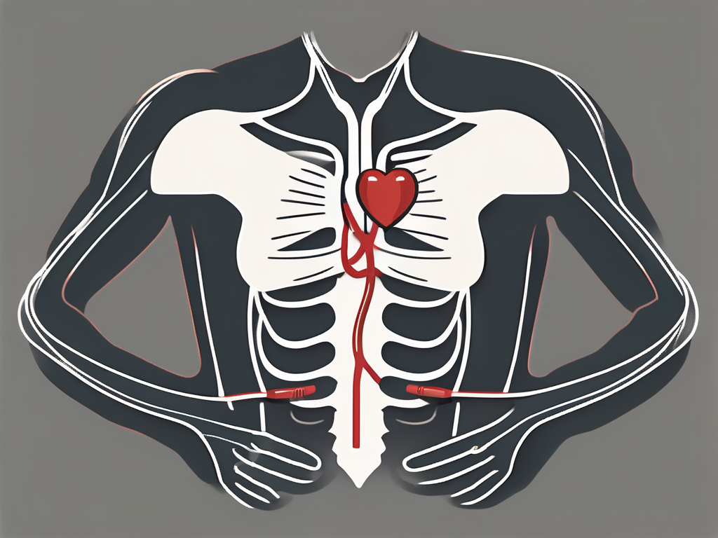 A stethoscope placed on a stylized graphic of a human chest