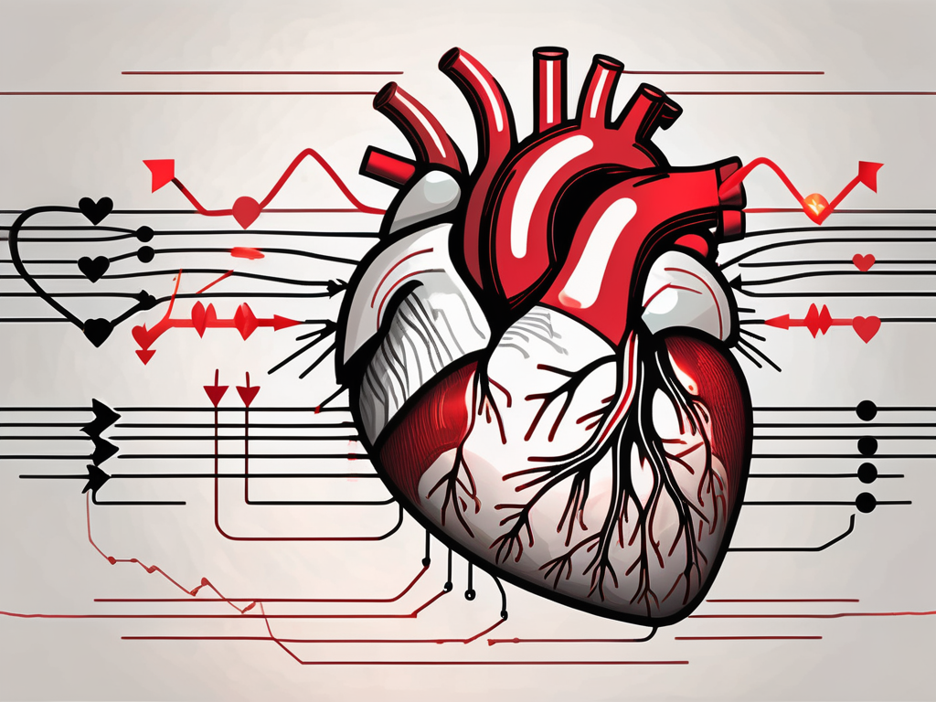 A human heart with arrows indicating the flow of blood