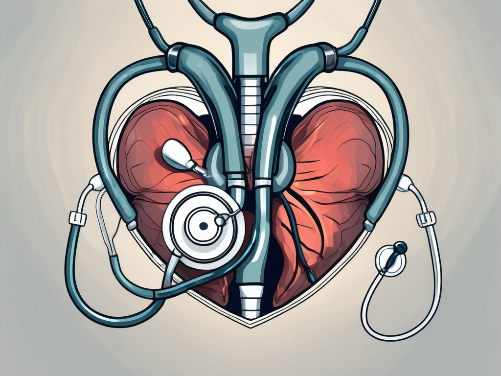 A stethoscope placed on a stylized heart