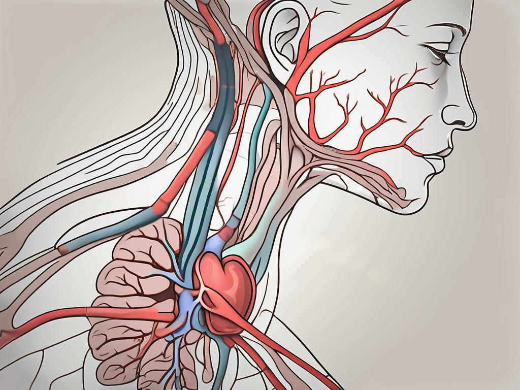 The glossopharyngeal nerve connecting the brain to the heart